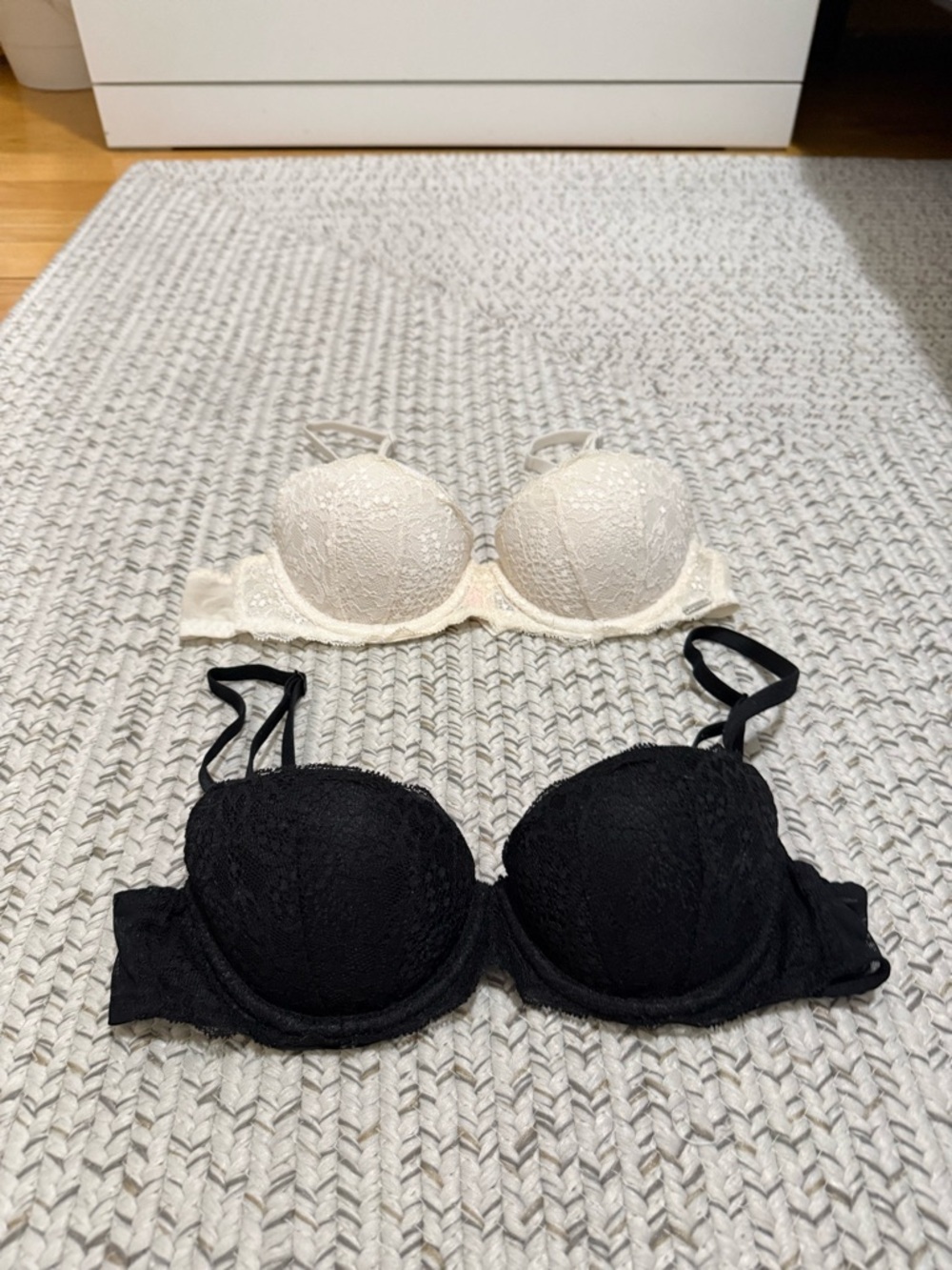 BUNDLE of 2 Victoria’s Secret PINK Date Push-Up Balconette Lace Bras, Size 32A - Picture 2 of 12